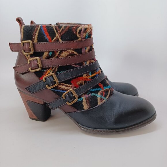 Spring Step L'Artiste Leather Ankle Boots Brown Multicolor Redding 41or US 10 - Picture 6 of 14